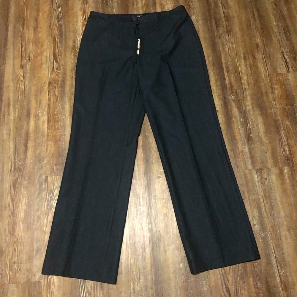 Karl Langenfeld Pants Women's 10 Pull On Bottom Wide Dark Navy Trousers NWT